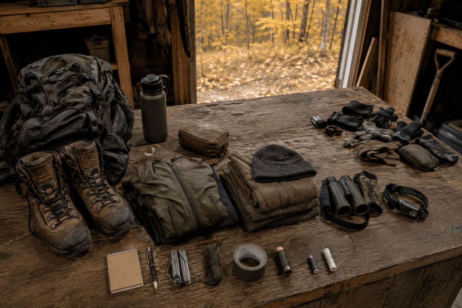 Essential fall hunting gear arranged for a practical preseason audit.